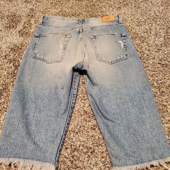 Edwin Cai Cutoff Jean Shorts Light Blue Distressed 25 - Picture 3 of 4